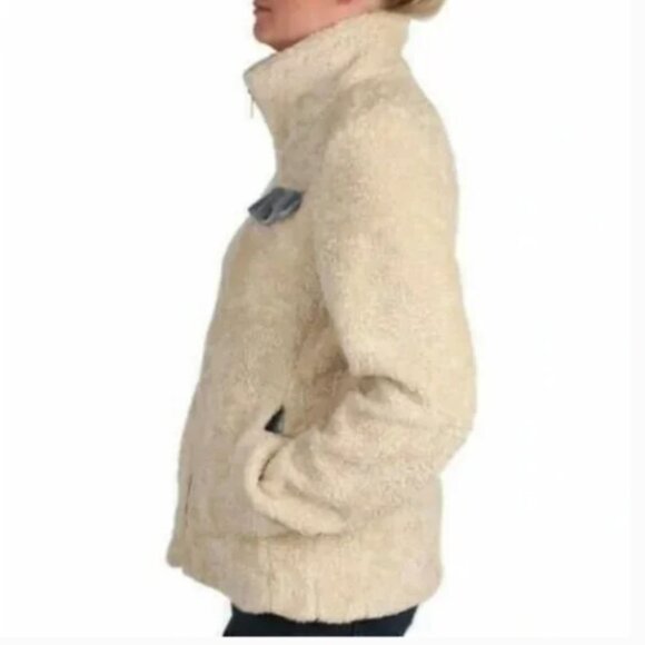 Pendleton Cream Sherpa Shearling Fuzzy Fleece Zip Up Jacket Women's Size Medium - Picture 4 of 14